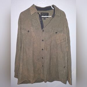 Grizzly Mountain Men's Casual Olive Long-sleeve Button-down Shirt